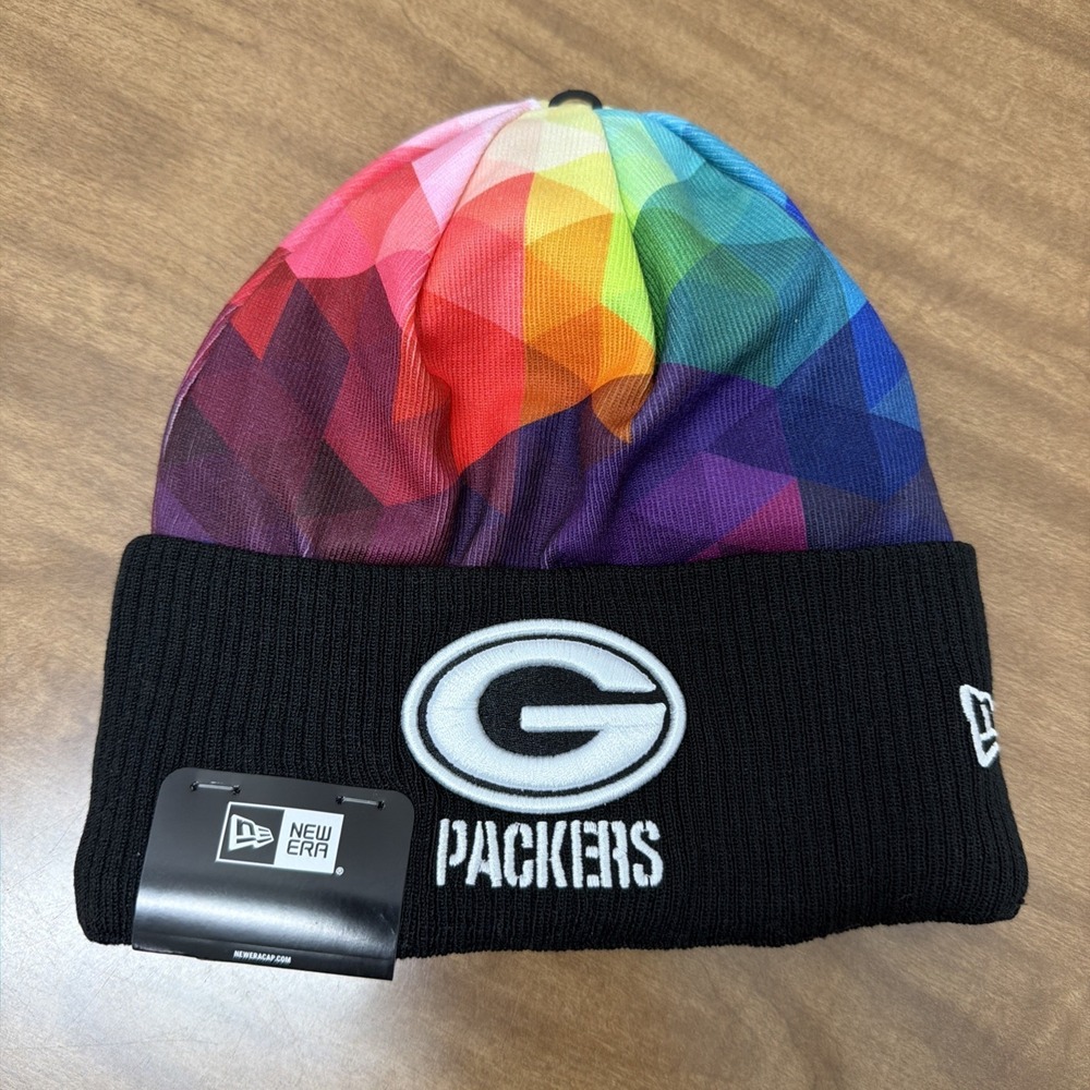 Green‎ Bay packers NFL New Era Crucial Catch Prism Knit Beanie Hat 2023